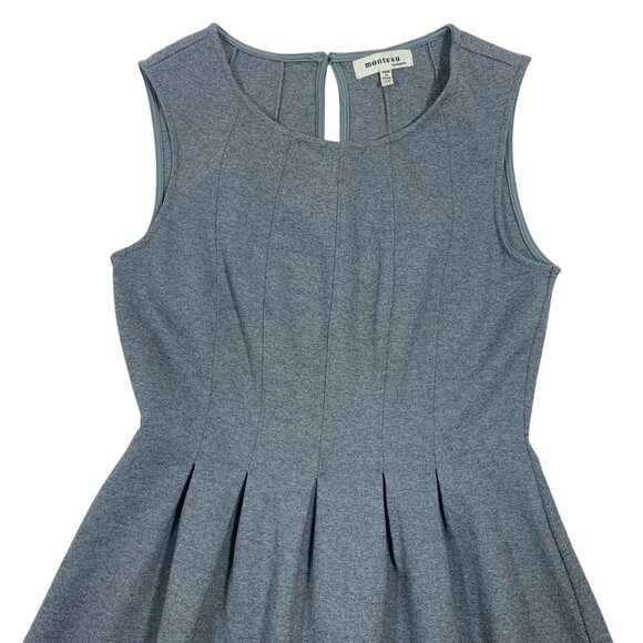 fit and flare cute sleeveless round neckline grey dress sz med Monteau - Picture 10 of 13